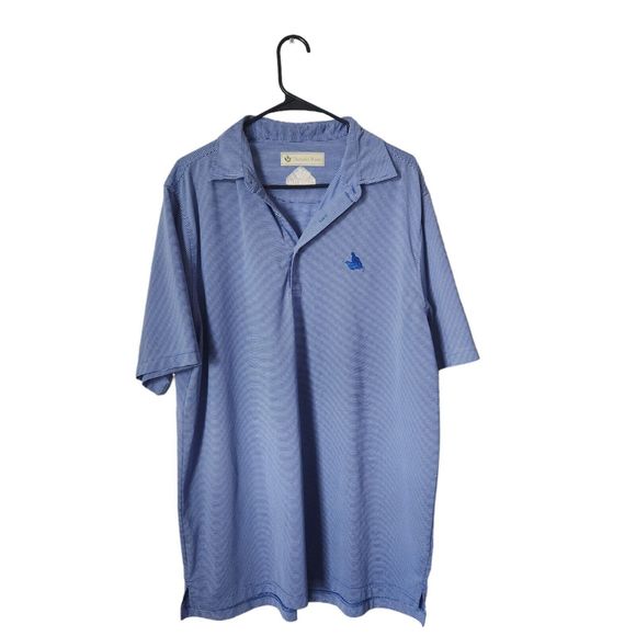 Donald Ross Polo‎ Shirt Blue And White Striped Men's Size XL - Picture 1 of 6